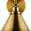 LITFAD Adjustable Wall Lighting Fixture Brass Finish 1 Light Wall Sconce 7" Industrial Wall Lamp with Cone Shade for Bedroom Living Room Restaurant