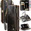 Defencase Compatible with iPhone 11 Pro Case Wallet with RFID Blocking Card Holder for Women Men, Soft PU Leather Magnetic Snap Flip Zipper Strap Wallet Phone Case Fit for iPhone 11 Pro 5.8", Coffee