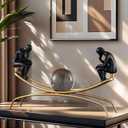 Thinker Statue & Sculpture, Modern Home Decor Statue, Gold Abstract Thinker Sculpture Desktop Decorative Figurine for Living Room, Office, Shelf, Bedroom, Cabinets