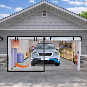Mindsoft Garage Insulated Door Curtain Transparent Magnetic Screen Windproof Garage Door Cover Panels Soundproof Magnetic Thermal Curtain Winter Insulation Kit (9x7 ft)