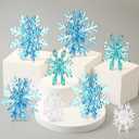Yousoontic Set of 8 Winter 3D Acrylic Snowflake 16 Pcs Acrylic Snowflake Table Decorations Tabletop Centerpiece for Winter Party Wedding New Year(3 Colors)