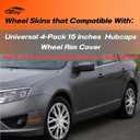 15 Inch Universal Hubcaps Wheel Covers, Snap-On Wheel Rim Covers for Cars and SUVs, Compatible with Most Steel Wheels, Set of 4 (Silver)