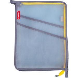 Clear Mesh Zipper Pouch, A4 3Layers Large Opening Pocket File Bag with Pen Holder, Expanding Organizer Document Storage for School/Office/Home (Yellow, Pack of 1)