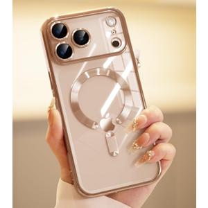 for iPhone 17 Pro Max Case with 1X Screen Protector, [Compatible with MagSafe] [Integrated Camera Protection], Non Yellowing Glossy Slim Cute Women Girly Cover for iPhone 17 Pro Max 6.9", Desert Gold