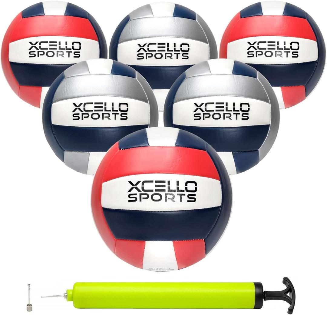 Excello Sports Volleyball with Pump Navy/Silver, Navy/Red (Pack of 12)
