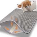Cat Litter Mat-23"X17" Litter Box Mat for Kitty, EVA Honeycomb Double Layer Design, Urine & Waterproof Scatter Control, Less Waste, Easier To Clean,Non Slip, Gray