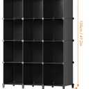 Closet Organizers and Storage, 12 Cube Storage Organizer, Portable Closet Organization Clothes Shelves for Kids, Closet, Bedroom, Bathroom, Office, Black