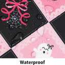 Halloween Tablecloth 60102 Inch Rectangular, Black/Pink Checkered Cute Pumpkin Ghost Skull Spider Web Table Cover Party Ginham Decorations for Rectangle Tables