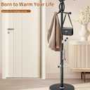 Metal Coat Rack with Natural Marble Base, Coat Rack Stand with 12 Hooks & Umbrella Holder, Black Modern Freestanging Coat Racks, Coat Jacket Hanger Tree Stand for Corner Entryway Office