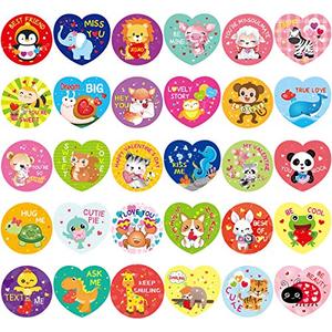 Fancy Land 600 Valentines Sticker for Kids Heart Animal Sticker for Valentine’s Day Party Decoration