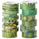 Mr. Pen- Washi Tape Set, 21 Rolls, Greenery Summer Design, Decorative Tapes With Tape Measure for Journaling, Scrapbooking, and Crafts
