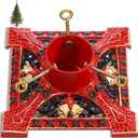 Cast Iron Christmas Tree Stand for Real Live Trees, Heavy Duty Stable Base with Deep Water Reservoir to Keep Fresh, Xmas Tree Holder for Christmas Indoor Outdoor Holiday Decoration(Red)