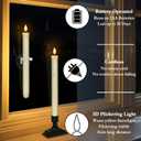 Homemory 6 Pcs Window Candles with Remote Timer Dimmer, Christmas Candles for Window Battery Operated, Ivory Flameless Taper Candle with Holders and Suctions, LED Candlesticks for Xmas Holiday Decor