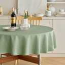 Decorelia Faux Linen Rustic Round Tablecloth for Coffee Table, Decorative Waterproof Outdoor Anti-Scratch Table Cloth Cover for Party, Wedding, Picnics, Patio(Round, 70 Inch(4-6 Seats), Sage Green)