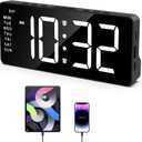 ORIA Digital Alarm Clock for Bedroom, LED Alarm Clock with Large Display, Rechargeable Desk Clock with Date, Adjustable Volume Brightness, Snooze, Type-C Port, for Home Office Living Room (Non Auto-sync)