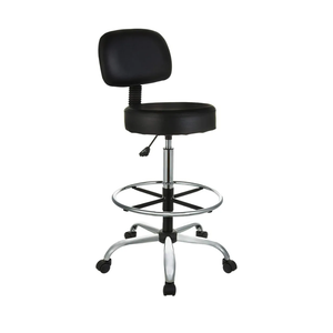 AmazonBasics Multi-Purpose Adjustable Drafting Spa Bar Stool with Foot Rest and Wheels - Black