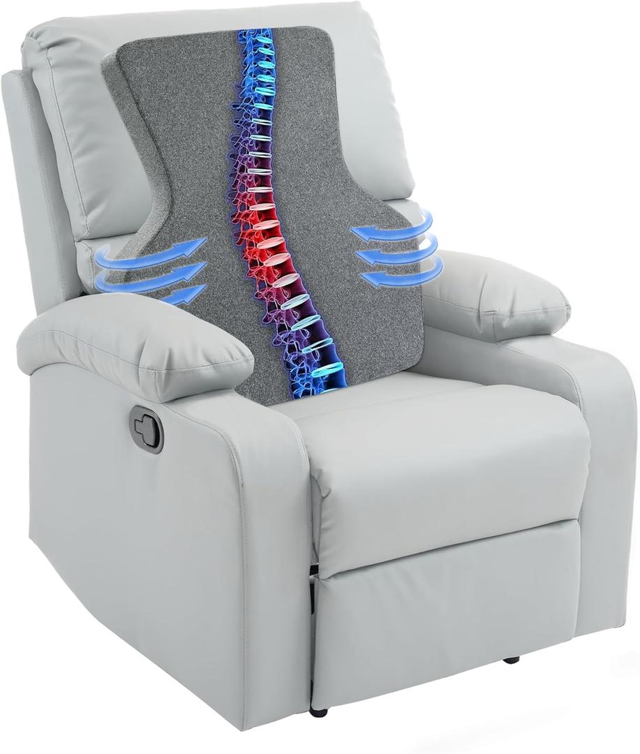 Ergonomic Lumbar Support Pillow for Recliner,Memory Foam Chair Back Support Cushion for Elderly,Extra Large Lumbar Support Pillow,Low Back Pain Relief Cushion, Dark Grey 21"×20"