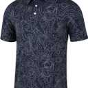 Mens Golf Shirt Short Sleeve Dry Fit Moisture Wicking Performance Collared Funny Print Golf Polo Shirts for Men (XL)