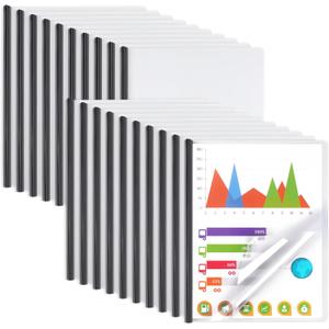 Report Covers with Sliding Bar, Clear Report Covers for A4 and Letter Size Paper, Resume Covers Presentation Folders File Document Binder for School Business, 70 Sheet Capacity