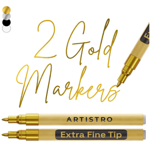 ARTISTRO 2 Gold Acrylic Paint Markers - 0.7mm Extra Fine-Tip Paint Pens - Perfect for Crafting, Art Projects, & More