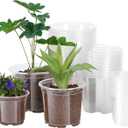JERIA 30 Pack 6/5/4Inch Clear Nursery Pots with Drainage Holes, Clear Plant Pot for Planting, Transparent Plastic Plant Pots,Durable Seed Starting Pot for Succulents