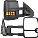YITAMOTOR Tow Mirrors Compatible with 2014 2015 2016 2017 2018 Silverado Sierra 1500 2500HD 3500HD, Towing Mirrors Side Mirrors with LED Turn Signals Clearance Light Power Heated Folding Telescoping (Black-Dotted Light)