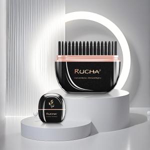 2 x RUCHA Cordless Hair Straightener Brush with 3 Temps, Black Portable Mini Straightening Brush for Travel, Best Gift for Women