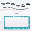 2 Pack License Plate Frames for Women, Sparkly Rhinestone Diamond Car Accessories with Glitter Crystal Caps (Blue2PCS)