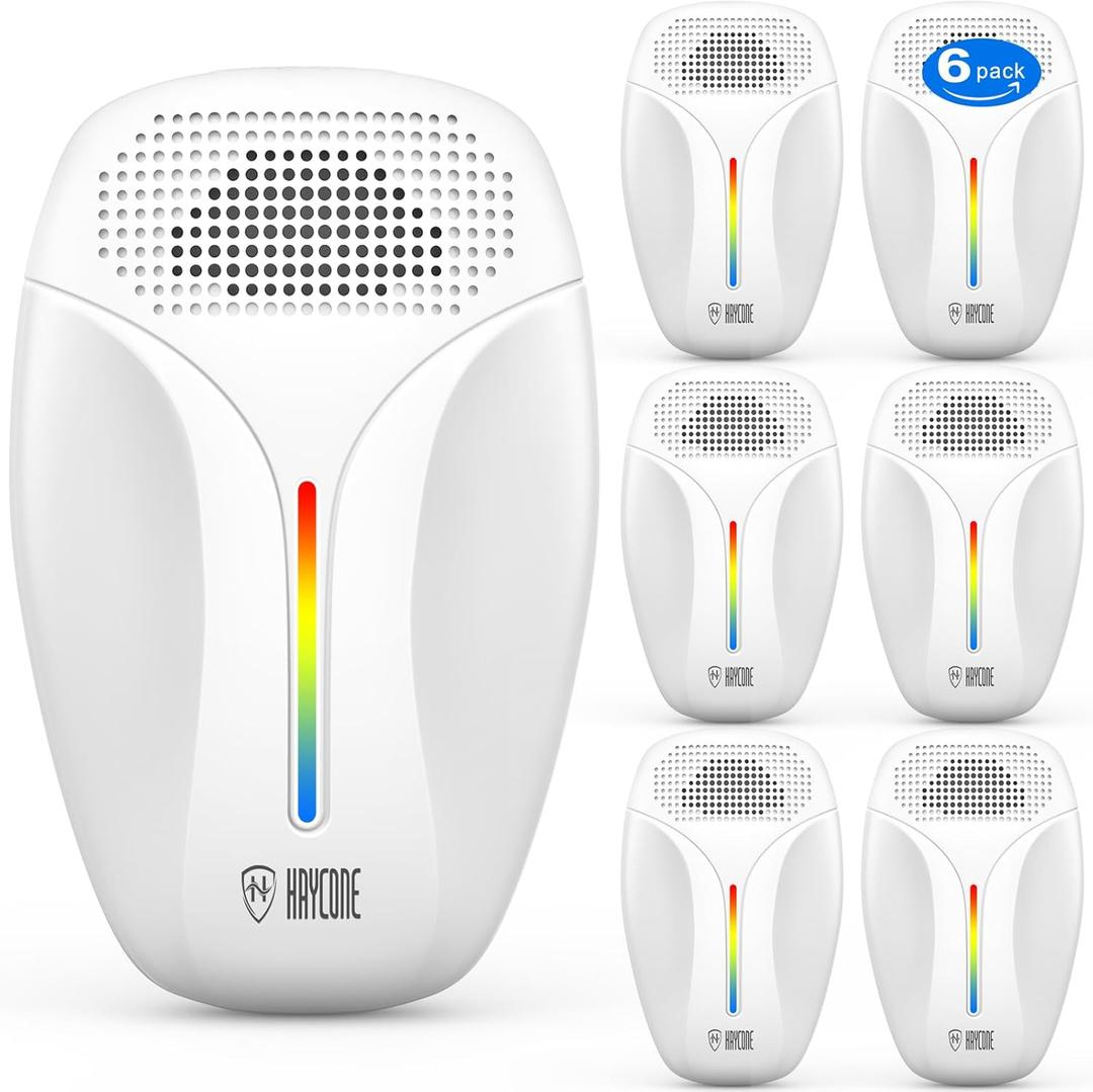 Upgraded Ultrasonic Repeller & Insect Indoor Repeller, Ultrasonic and Repellent for Roach, Rodent, Mouse, Bugs, Mosquito, Mice, Spider, Ant, 3 Mode Switching, 6 Packs