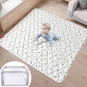 Premium Foam Baby Play Mat, 50''x50'' Playpen Mat, One-Piece Crawling Mat for Babies, Infant and Toddler, Baby Floor Play Mat (White with Star)