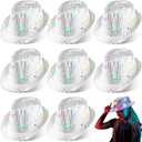 Coume 8 Pcs Light up Hats Bulk LED Cowboy Cowgirl Sequin Hats Rave Costume for Wedding Disco Glow in The Dark Party