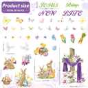 FYSUIMU Easter Bulletin Board Decoration Set Cross Bunny Lamb Flower Eggs Cutouts with 100Pcs Glue Points Christian JESUS Brings NEW LIFE Trim Border for Spring Party Classroom Wall Blackboard, 45 Pcs