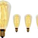 Vintage Retro Edison Bulb, ST38, 40w, E12 Base (Small), 4-Pack