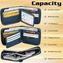 Admetus Mens RFID Blocking Wallets Zipper Leather Wallet for Men Bifold RFID Card Holder (Blue)