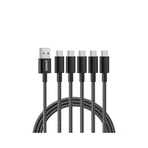Anker Cable [5 Pack, 6FT], USB A to USB C Cable for Samsung Galaxy S10 S10+, LG V30, Beats Fit Pro and More (Black)