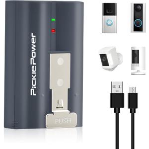 Pickle Power 6040mAh Rechargeable Battery Compatible with Ring Doorbell Camera 2/3/4/3plus, Stick-Up Cam (2nd & 3rd Gen) Battery,Spotlight Cam and Peephole Cam (1 x battery)