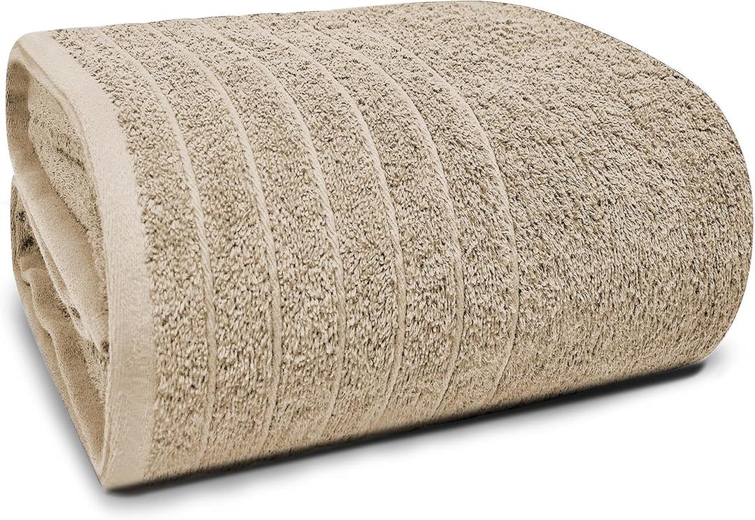 Tens Towels Pack of 1 Jumbo Bath Sheet 40 x 80 Inches, Extra Large & Light Weight, Quicker to Dry, 100% Cotton, Super Soft & Absorbent, Perfect to Wrap Yourself in, Beige