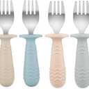 PandaEar 6 Pack Baby Forks for Self Feeding | Stainless Steel Tips & Silicone Handle Baby Utensils for Toddlers & Kids | BPA-Free, Easy Grip, Dishwasher Safe Feeding Forks for Baby Led Weaning