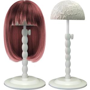 Wig Stand, 1pc Adjustable Wig Holder With Lace, White Non-Slip Wig Head Stand For Styling Drying Display