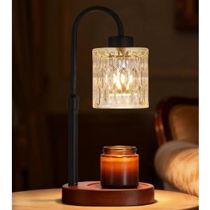 MEIXISUE Black Candle Warmer Lamp with Dimmer and Timer,Home Decor Lamp for Scented Jar,Electric Wax Melt Warmer,Mother's Day/Birthday/Christmas Gifts for Mom/Wife,Adjustable Height,with 2 Bulbs