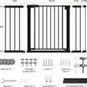 Mumeasy 36" Extra Tall Baby Gate for Stairs, 29.7-51" Wide Dog Gates Indoor for Doorways with Easy Walk Thru, Auto Close Pet Safety Gate for House, Pressure Mounted Metal Child Gate with Door, Black