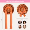 3PCS Silk Sleep Bonnet for Women, Large Satin Hair Caps with Elastic Band for Curly Hair and Frizz Control (Color-3 Orange)