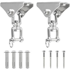Heavy Duty Swing Hangers for Wooden Sets with Latch Hook Free 2 Sets 2000 LB Capacity 360 Swivel Stainless Steel Swing Hardware for Porch/Playground/Yoga/Heavy Bag