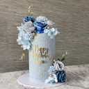 Boho Cake Toppers Blue Flower Cake Topper Artificial Rose hydrangea Cake Decorations for Women Girl Lady Birthday Party Wedding Baby Shower Boho Flower Theme Party Supplies 
