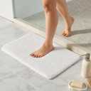 TYUU White Bathroom Rugs, Ultra Soft Bath Rugs Non Slip Washable, Super Absorbent Quick Dry Small Bath Mat with Rubber Backing for Bathroom Floor, Shower, or Sink, White 16" x 24"