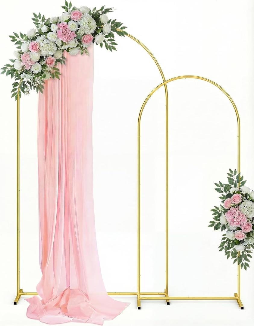 Arch Backdrop Stand, 7.2FT & 6FT Two-Piece Metal Arch Backdrop Set, Sturdy Balloon Garland Stand for Wedding, Party, Photo Booth, Ceremony, Birthday, Graduation Decorations