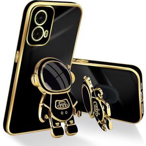 for Motorola Moto G 5G 2024 Case (6.6-inch), with Astronaut Hidden Stand Kickstand 6D Design Cover for Moto G Play 5G 2024 - Black