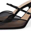 Modatope Pointed Toe Ankle Strap Heels for Women Stiletto Closed Toe Pumps Women Dress Party Mules Sandals, Size 9