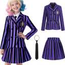 Kids Halloween Costume for Girls Academy Uniform School Suits Halloween Cosplay Party (130 (7-8 Years), Purple)