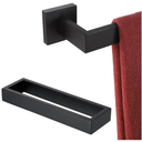 KOKOSIRI 36 Inch Towel Bar Bathroom Kitchen Towel Holder Bath Towel Ring Towel Hanger Wall Mounted Matte Black B4003BK-L36+B4008BK-L9